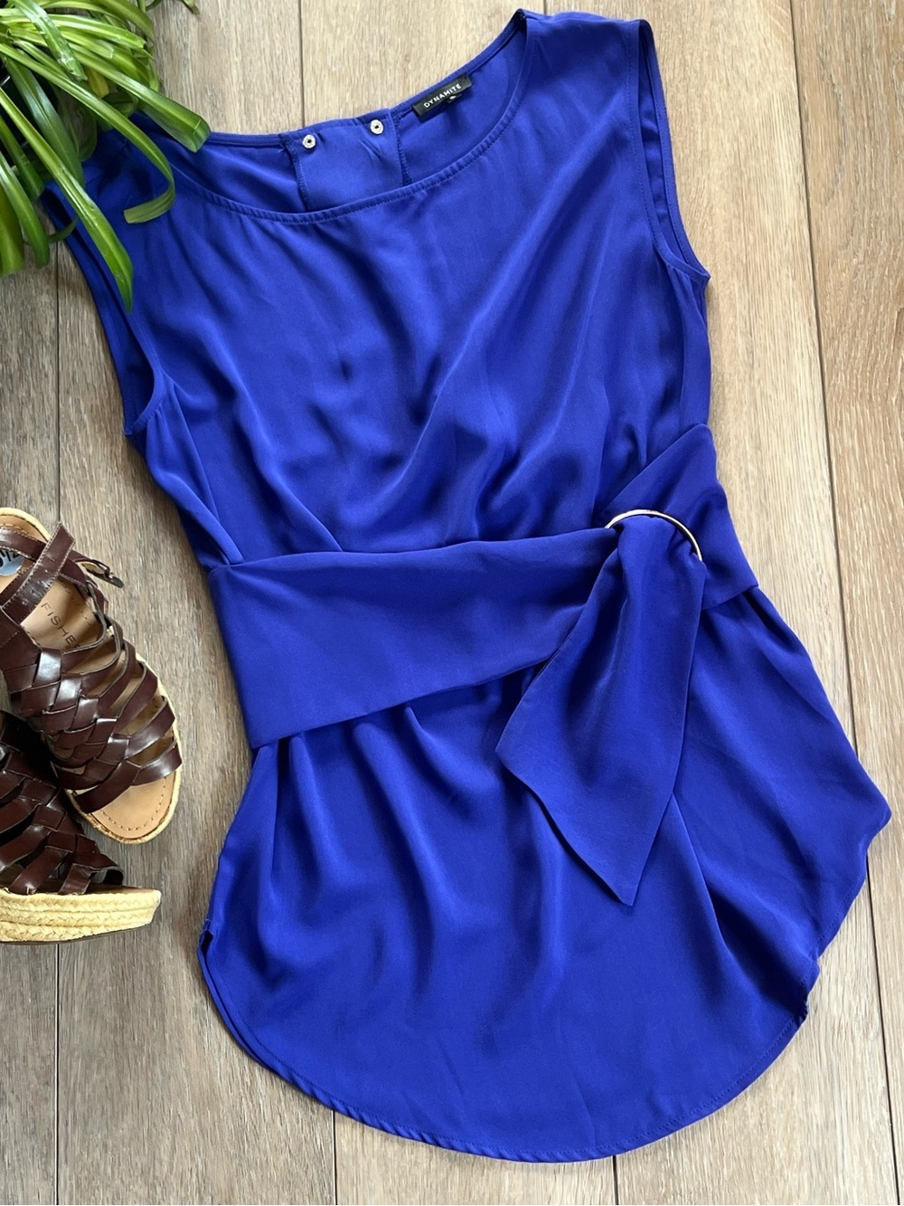 LNWOT Dynamite sleeveless top with 3/4 open back, adjustable belt